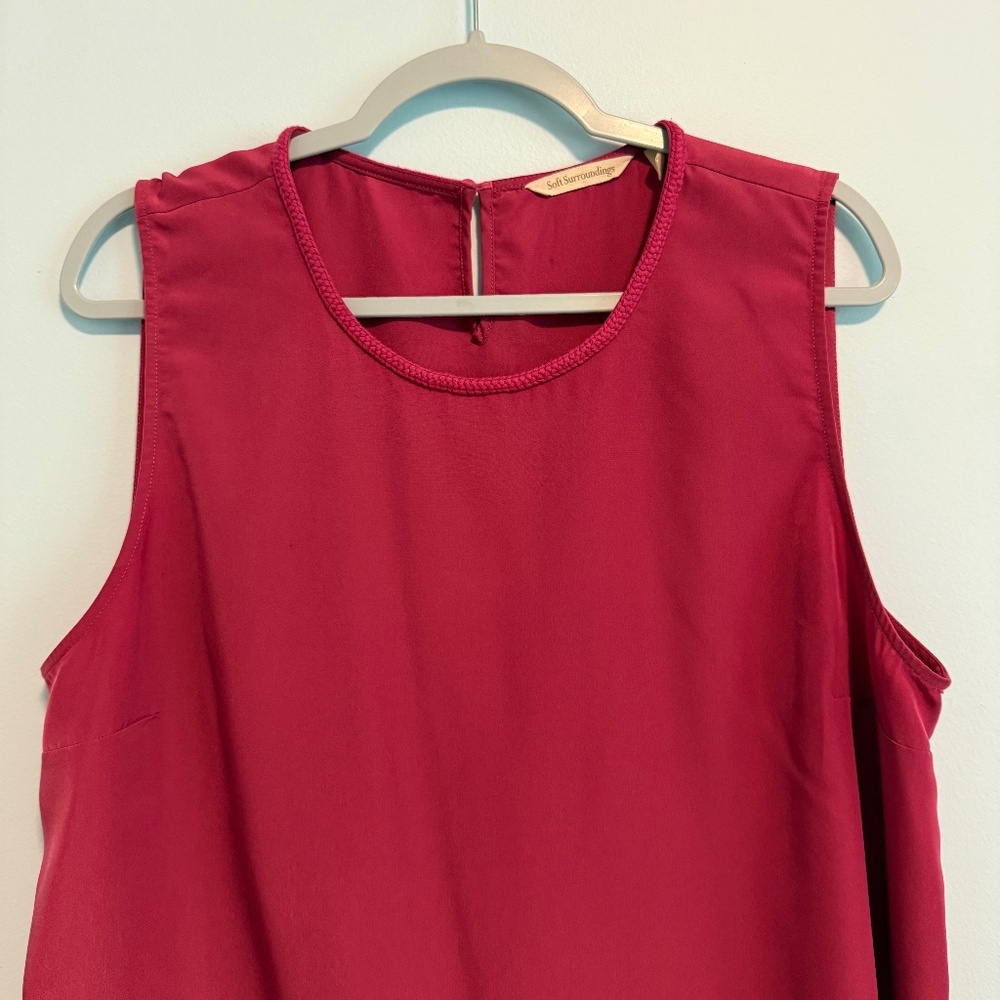Soft Surroundings Dayla Women’s Sleeveless Berry Braided Collar Top Size XL